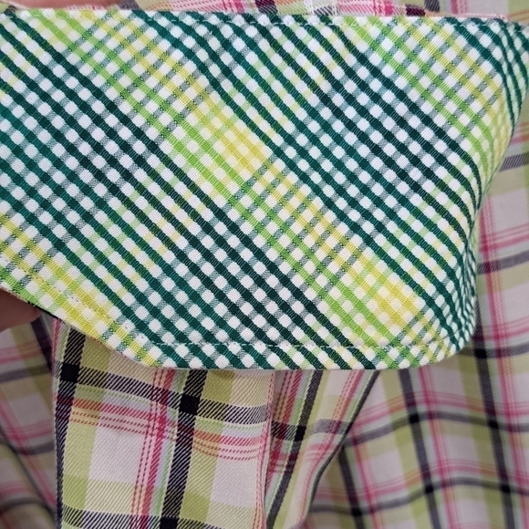 Thomas Dean Men's XL Flip Cuff Long Sleeve Shirt Gingham Plaid Cotton Dressy - Picture 7 of 12